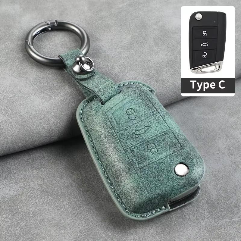 Leather Car Key Cover Case for VW Volkswagen Tiguan MK1 MK2 Magotan Passat B5 B8 Polo Golf 4 5 6 7 Mk7 Jetta POLO Eos Scirocco