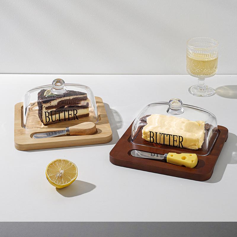 Nordic Style Glass-Covered Butter Dish & Cheesecake Dessert Box