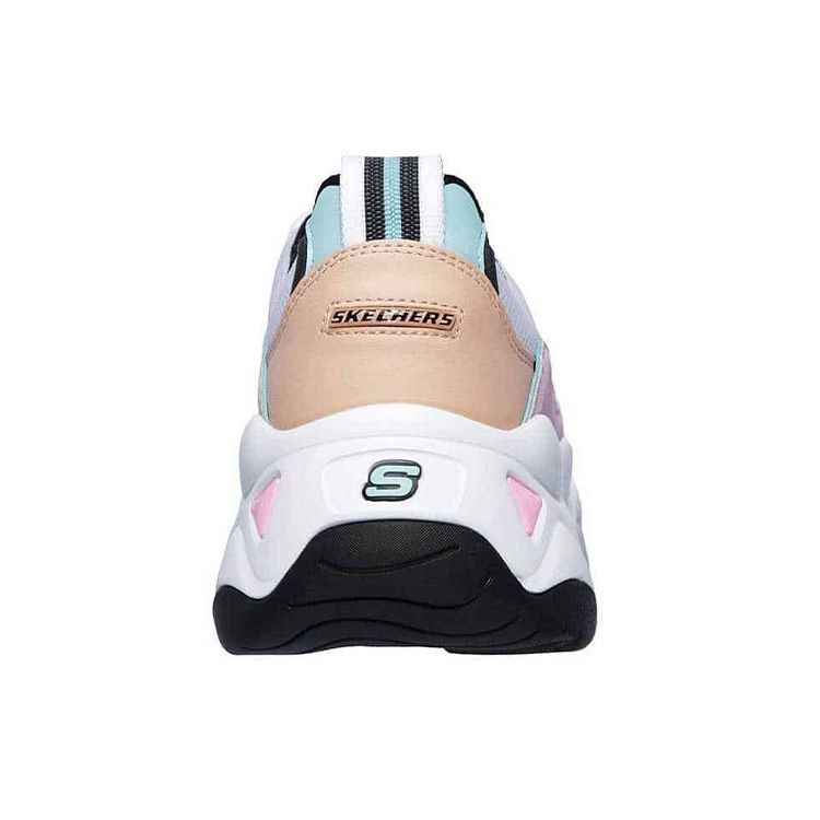 Skechers DLites 3.0 Zenway Leather Synthetic Round Toe Lace-Up Low-Top Dad Sneakers Women Sneakers White Pink 12955-WPKB