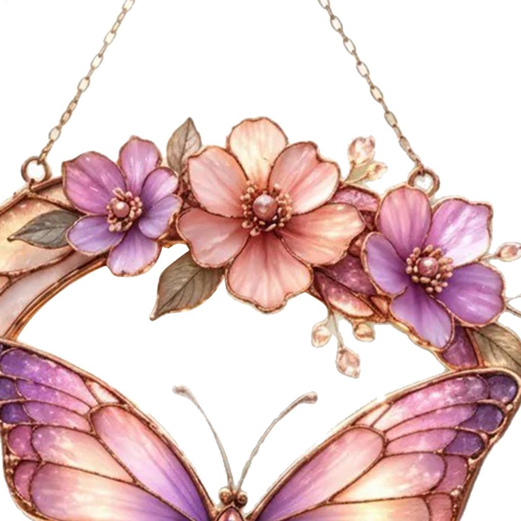 Butterfly Ornaments 2D Stained Decorative Home Decor Moon Light Catcher Window Hanger For Backyard Patio Balcony Tree Window