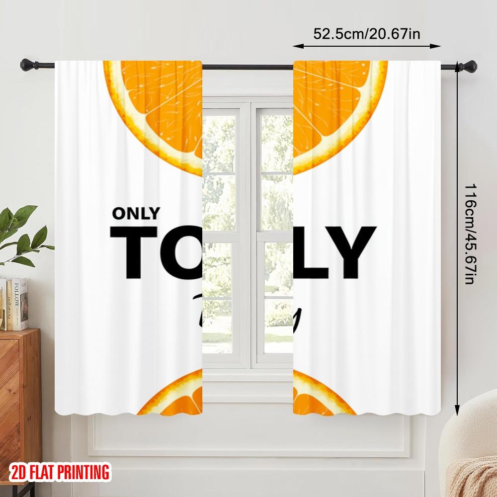2pcs 2D flat printing Drapes Orange Slice Fabric Without Electricity Festive Curtains for Holiday Home Decor & Gifts