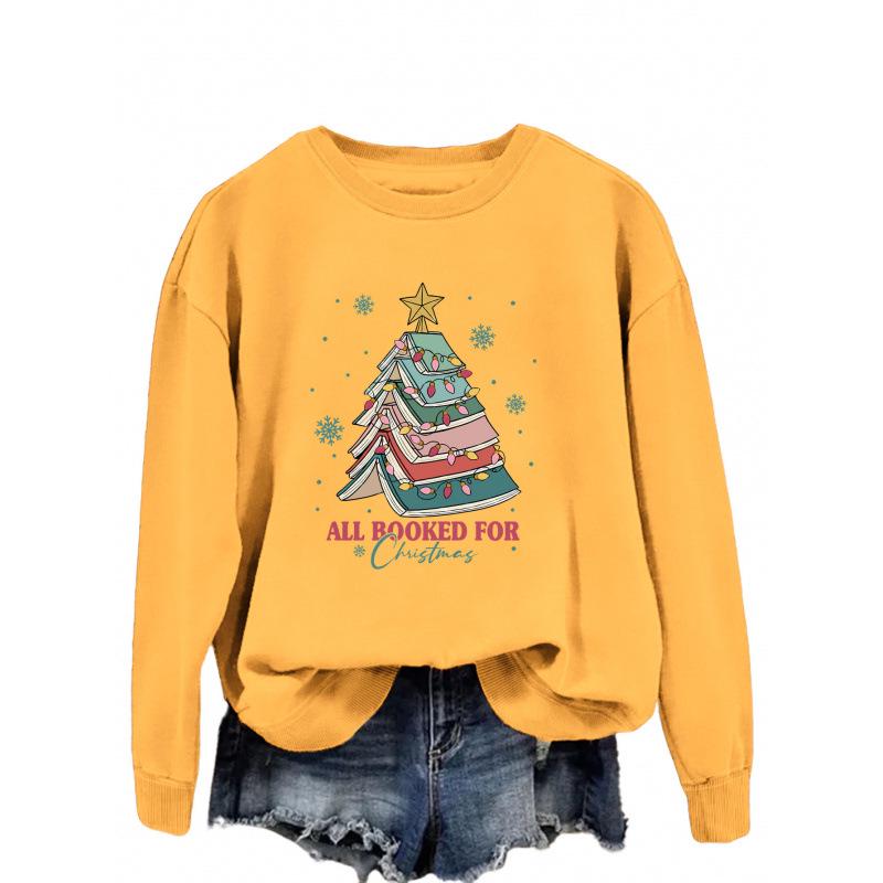Christmas Letter Fun Print Casual Round Neck Hoodie