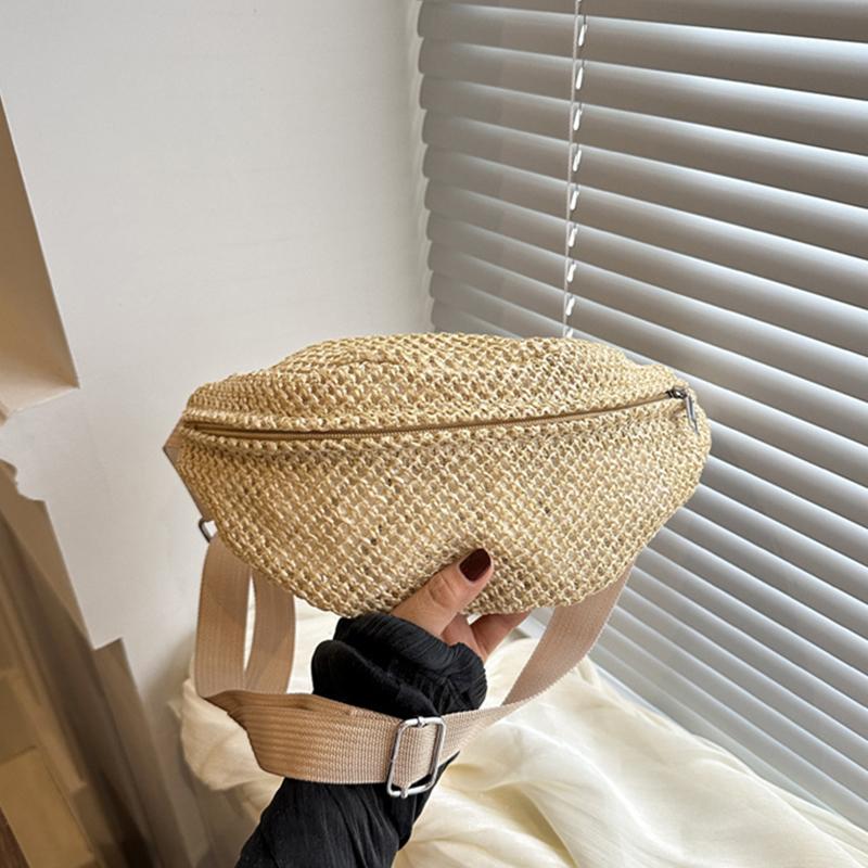 

Женская стильная ажурная тканая нагрудная сумка, дышащая, через плечо, универсальная поясная сумка для телефона для пляжа, спорта и повседневных выходов 29.5x1x13.5cm хаки