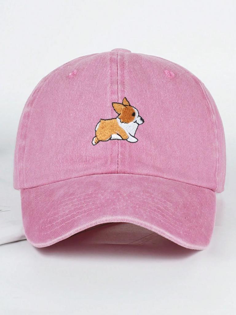 Urocza czapka z daszkiem z haftowanym corgi dla mężczyzn i kobiet, outdoorowa, podróżna, do wędrówek, chroniąca przed słońcem, rekreacyjna