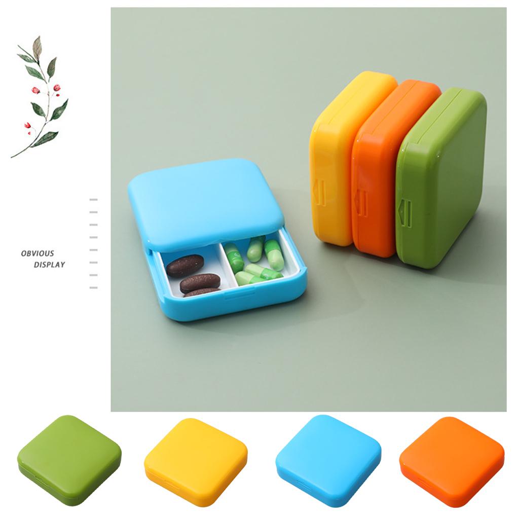 Pill Case 2 Grids Dust Proof Daily Pills Organizer Box Portable Container Dispenser Office Gym Accessories for Handbag