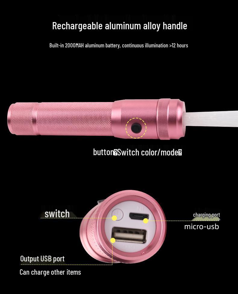 Luminous Fiber Optic Dance Whip - Flash Charging Party Atmosphere Prop