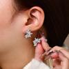 S925 Sterling Silver Leaf Moissanite Stud Earrings – Classic Light Luxury Internet Celebrity Style