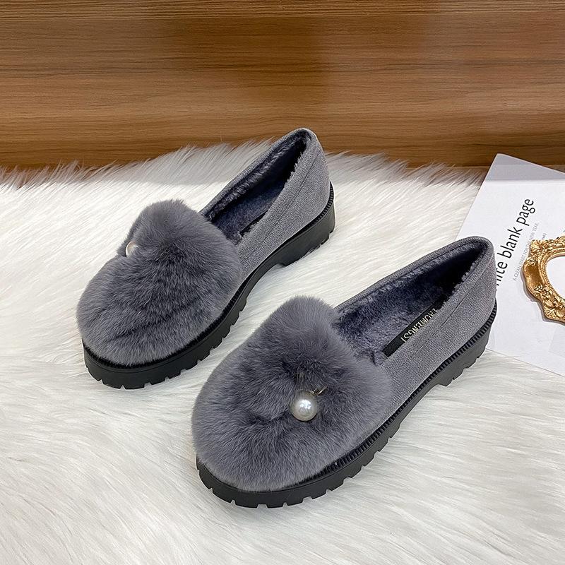 

T42 Обувь Мао Мао женская верхняя одежда 2025 новая бархатная натуральный кроличий мех хлопковая обувь платформа обувь на одном педале 43