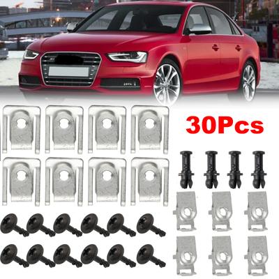 30 Pièces Pour A4 B8 A5 8T Cache Inférieur de Moteur Clips de Fixation Cache Inférieur de Moteur Kit de Vis Panneau de Garniture de Protection Accessoires de Réparation Automobile