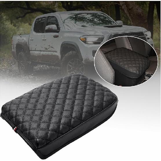 JKCOVER Compatible With 2024 2025 2026 Toyota Tacoma (4Th Gen Tacoma) Center Console Armrest Cover Accessories PU Leather Car Anti-Scratch Armrest