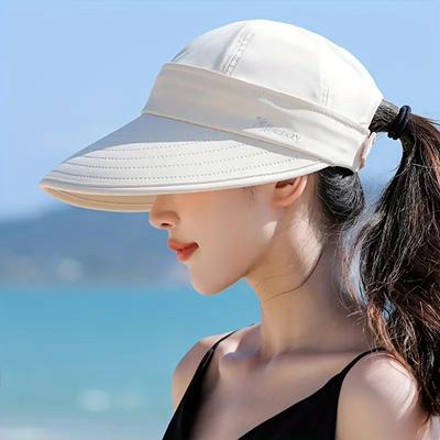 Women's Summer Sun Hat, Commuter Cap with Removable Top, Sports Cap for Sun Protection, Breathable Open-Top Design, UV Protection Beach Hat