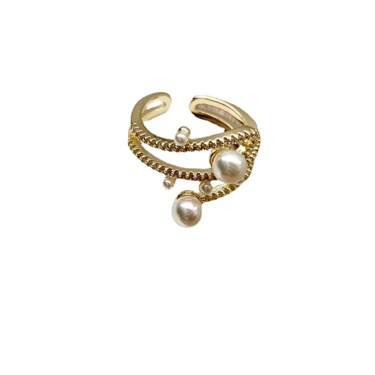Siteng Jingtian Pearl Wing Open Ring Female Tide Cold Wind Niche Design Personalized Index Finger Ring