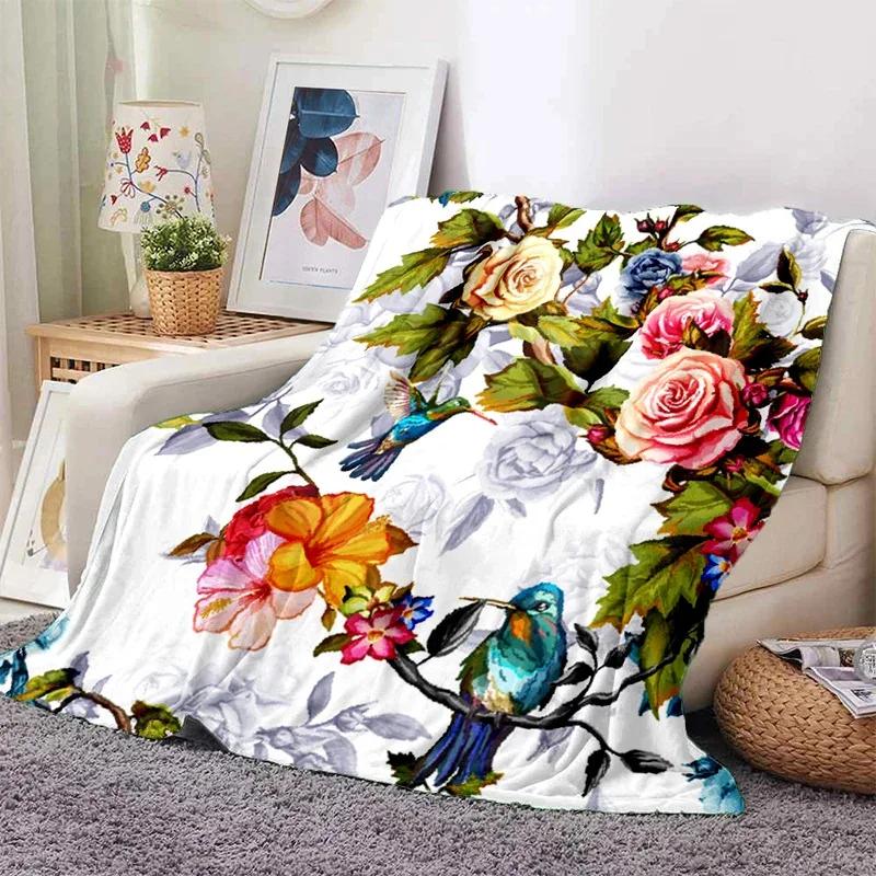 Pink Rose Flowers Printed Blanket for Sofa Bed Travel Camping Living Room Office Conditioning Blanket for All Seasons Gifts