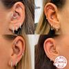 LENNIK 925 Silver Shiny Rhinestone Hoop Earrings For Women Single Cartilage Small Hoop Ear Bone Buckle Piercing Jewelry