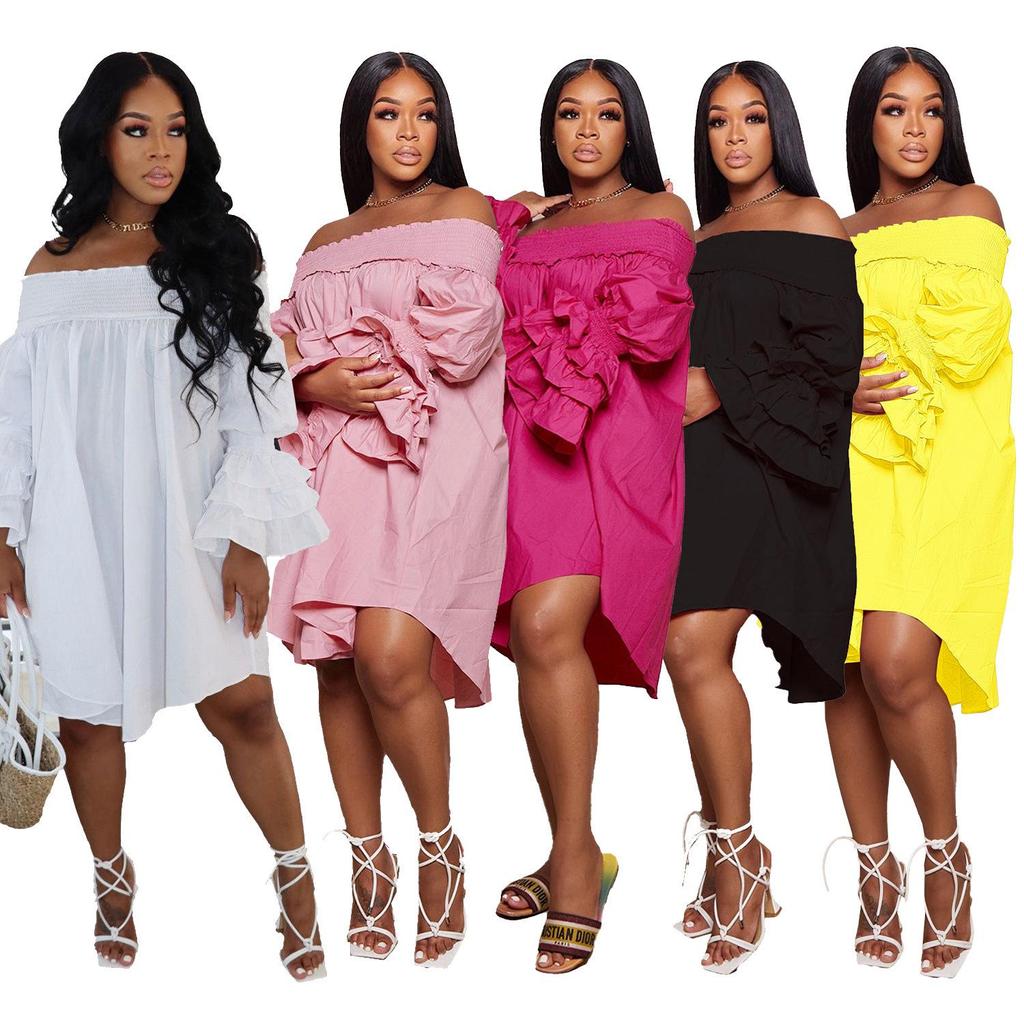 European & American Off-Shoulder Slim Fit Dress