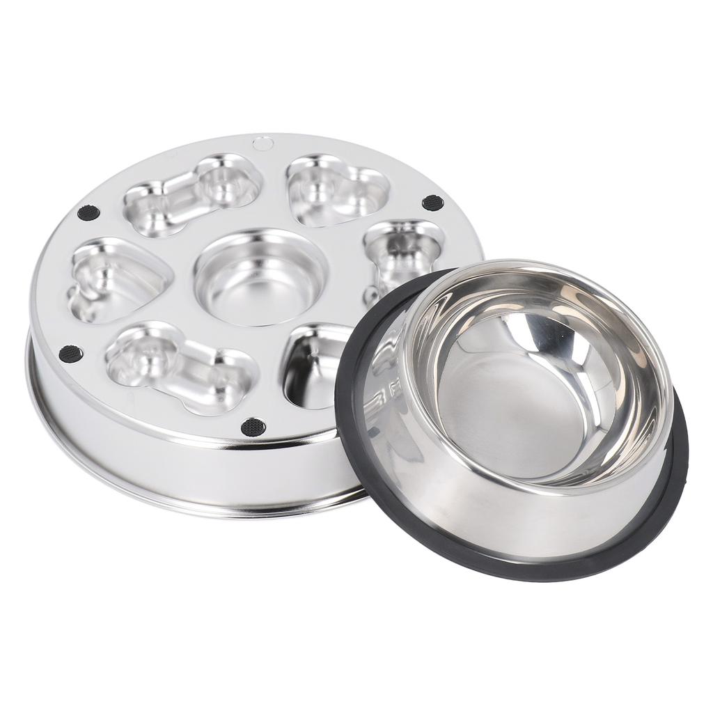 2 Pcs Slow Feeder Dog Bowls Stainless Steel Slow Down Eating Pet Dish Bowls Easy Cleaning Feeding