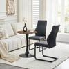 Table and Chair Set. Round 60 Cm MDF Table with Black Support Base, and 2 Black Dining Chairs with Diamond Pattern Backrest and Black Metal Frame.