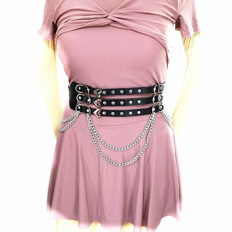 Meier Street style hip hop stylish belt, tummy control girdle, accessories punk wide trendy belt чёрный