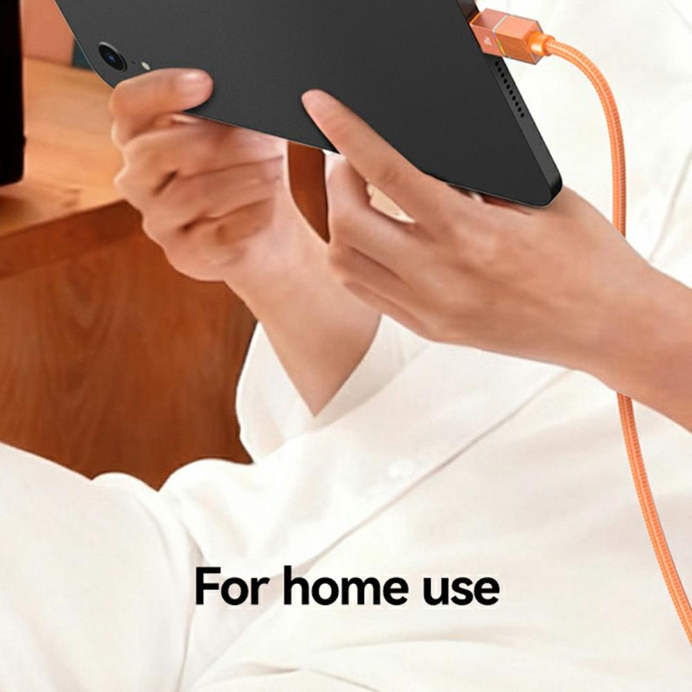 USAMS SJ776 U93 1.2m 30W Fast Charging Braided Cable Type-C to Lightning Data Cord with LED Light