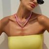PuRui Boho 4Pcs/Set Exotic Style Mini Flower Scallop Pendant Metal Necklace Summer Handmade Beads Clavicle Chain Ethnic Zircon