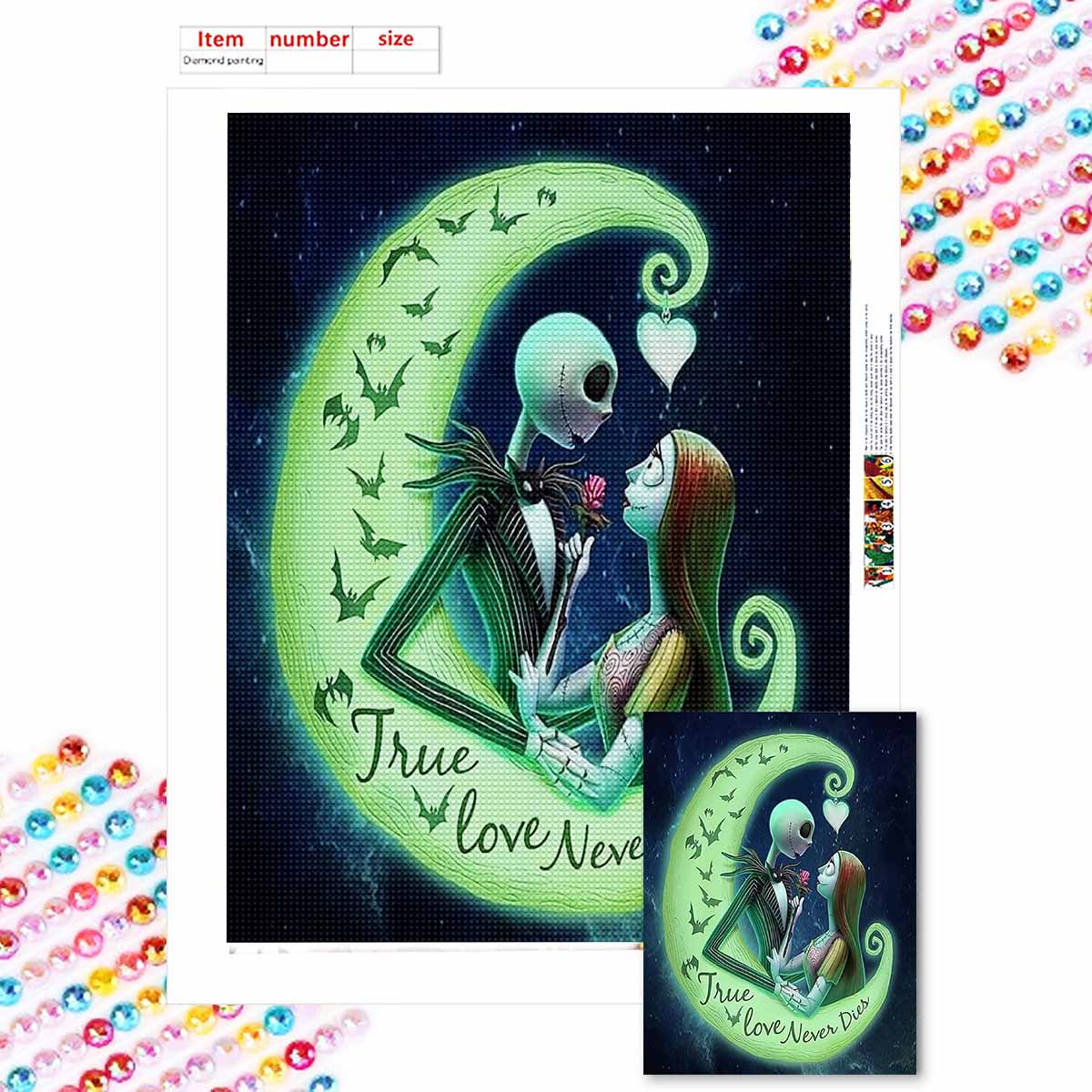 

Алмазная живопись своими руками Пара под лунным светом Набор для вышивания крестом Мозаичное искусство Алмазная живопись Полный круглый алмаз Домашнее украшение Round 20x30cm