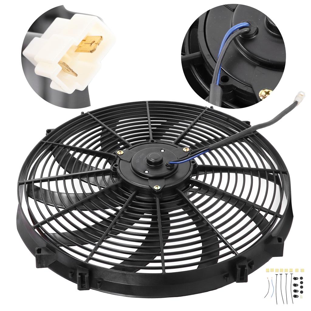 Car Air Conditioner Electric Fan 16in 10 Blades Push Pull Modification Replacement for Trucks RVs DC 12V