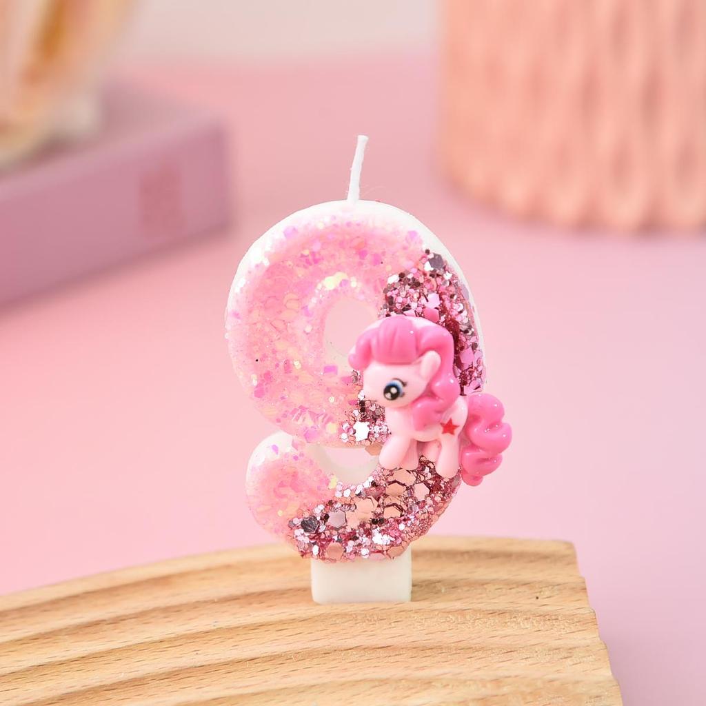 Pink Creative Number and Cartoon Birthday Cake Candles - Handmade Party Decorations