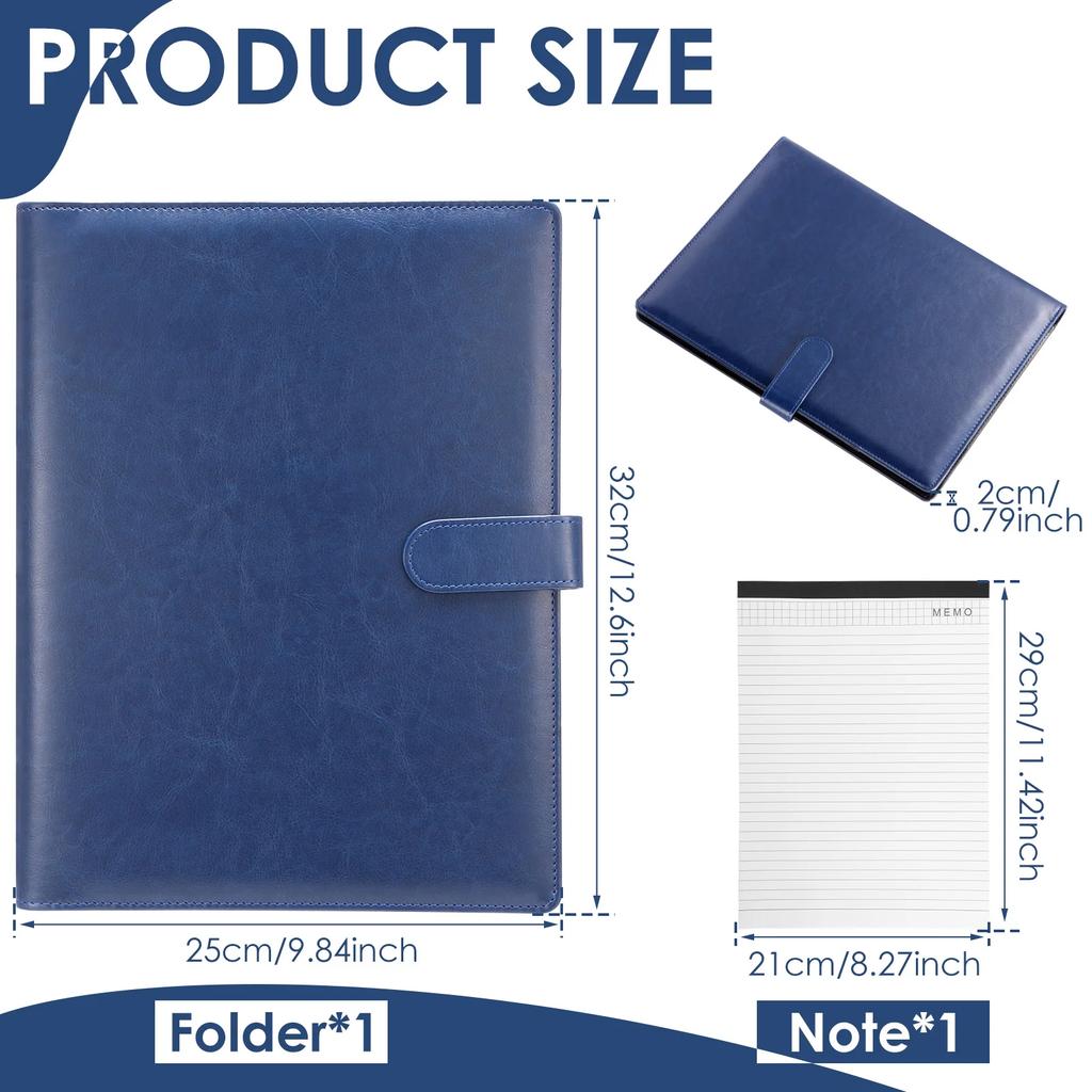 Professional Leather Portfolio Folder Binder Legal Pad Holder A4 Notepad Resume Writing Pad Conference Document File Organizer