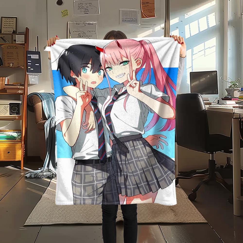 1PC DARLING In the FRANXX Zero Two Print Flannel Blanket, High Quality All Seasons, Home Decor, Warmth and Comfort, Perfect for Christmas Gifts