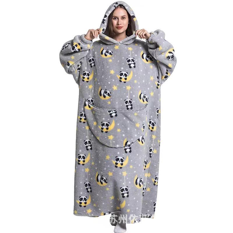 2023 Hooded Oversized Flannel Blanket Clothing for Men & Women – Extended Length for Warmth