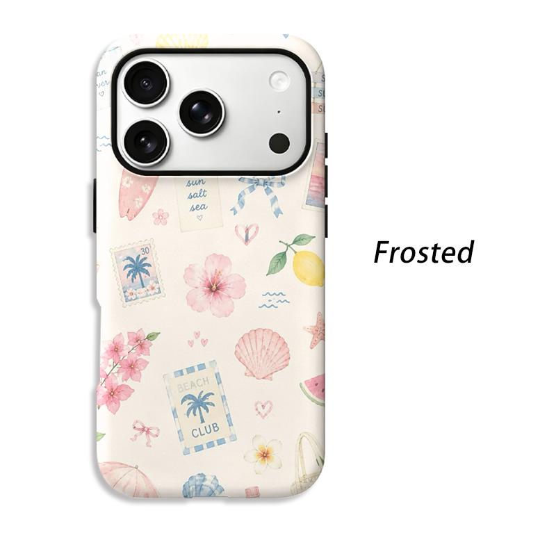 Coastal Beach Life Summer Club Pattern Art Graphic Film Aesthetic Protective Shockproof Bumper Phone Case Cover For iPhone 14 15 16 17 Pro Max Plus