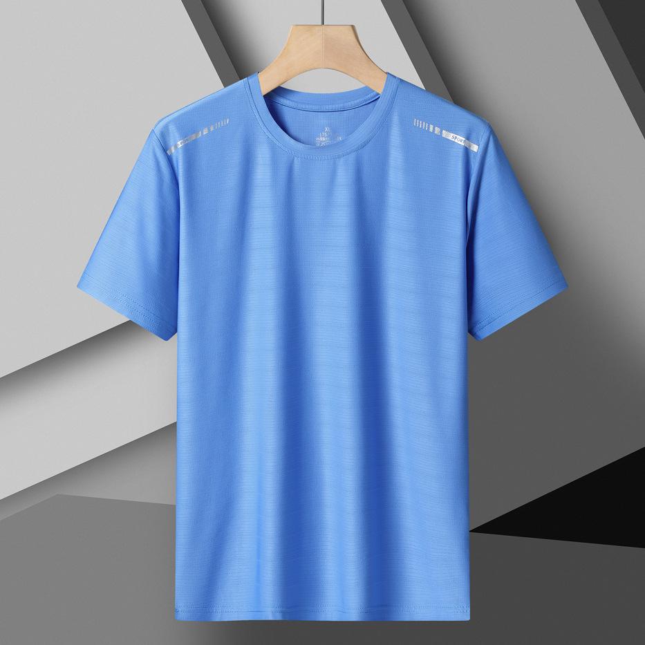 Summer Couple Ice Silk Quick-Dry Breathable Short Sleeve Sports T-Shirt for Men