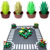 MOC Construction Bricks City Street Potted Plants Tree Stem Grass Flower Pot House Garden Accessories Blocks 6064 30176 30239 4727