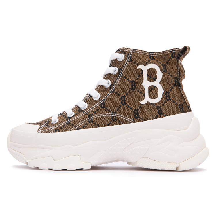 

New MLB Chunky High Coverage Height Increase High Top Canvas Shoes Unisex Khaki 3ASHU311N-43BGD 45