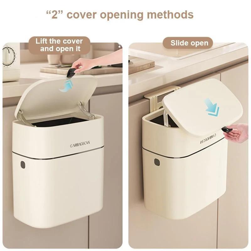 Creative Wall Mounted Hanging Trash Can Bin for Kitchens Cabinet Door with Lid Kitchen Trash Bins Garbage Can Home