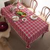 Christmas Red Grid Tablecloth White Snow Ornamental tassel Table Vintage Dining Table Cover For kitchen Party Birthday Decor