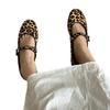 Wind Leopard Print Mary Jane Single Shoes Women's Autumn Fashion Versatile Flat Ballet Shoes One-word Buckle Ladyshoes
