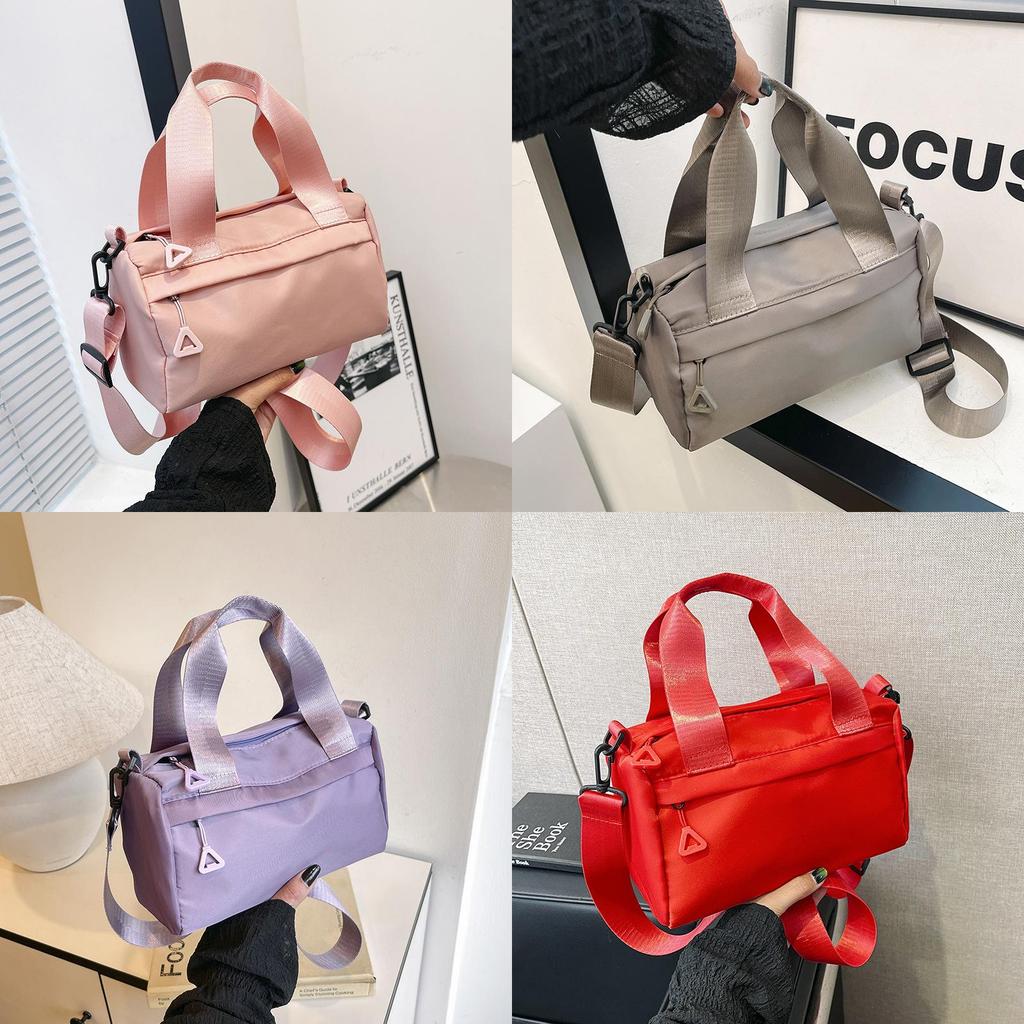Urban Minimalist Nylon Tote Bag With Top Zipper And Inner Pouch For Womens Casual Outfits