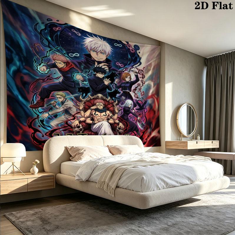 Arazzo da Parete Jujutsu Kaisen Appeso Estetico alla Parete Coperta in Tessuto Stampato Arazzi Decorativi per Camera da Letto Soggiorno Decorazione per la Casa