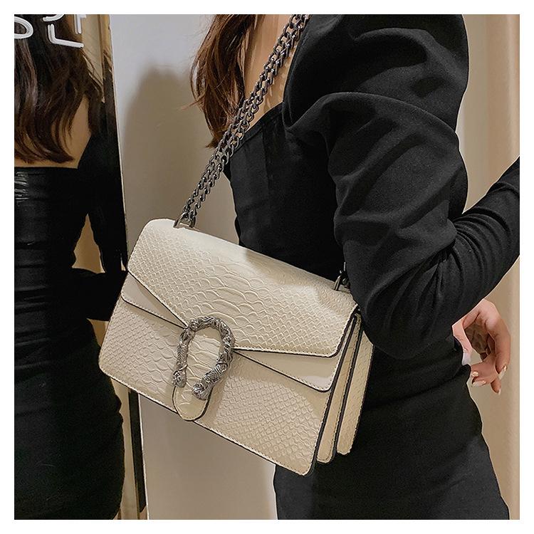 Snake Print Crossbody Chain Bag - 2024 Small European & American Style Single-Shoulder Bag for Women