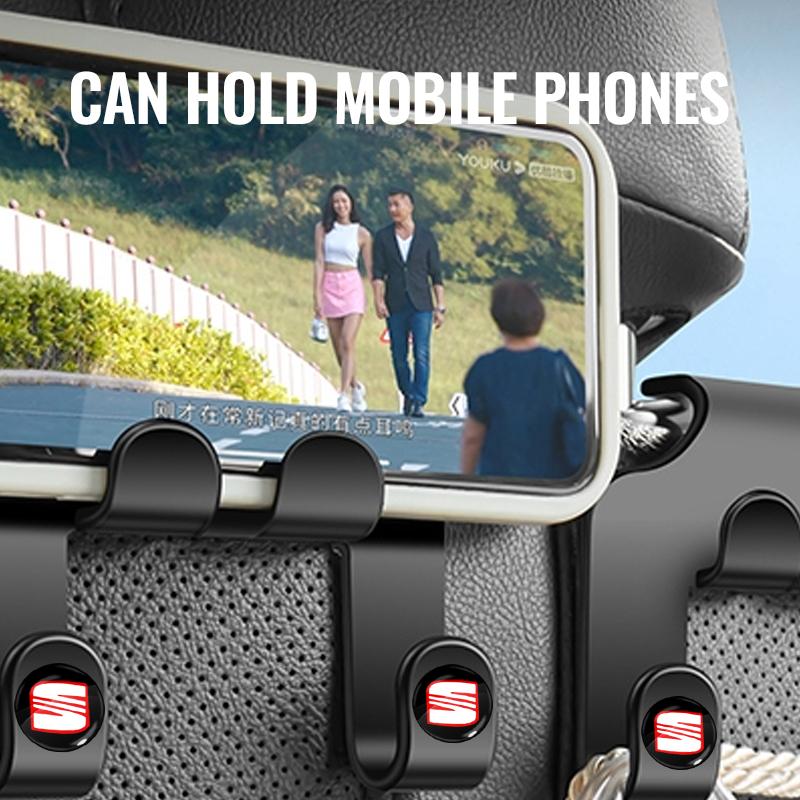 Car Seat Headrest Hook multifunctional Storage Mobile Phone Holder For Seat Leon FR Altea Ibiza Toledo Cordoba Alhambra Arona Ateca Exeo