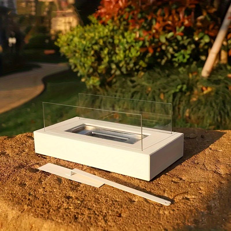

1 шт., прямоугольный настольный спиртовой камин с настоящим огнем, камин для барбекю, переносной уличный металлический спиртовой камин, атмосферный камин для двора белый