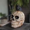 Halloween Raven On Skeleton Figurine Resin Room Decor Terror Desktop Ornament Realistic Collectible Prop Decoration Display For