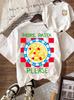 More Pasta Please Spaghetti Checkerboard Graphic Tshirt Loose Casual Tee For Unisex Unisex Travel Daily Vacation Daily Fashion