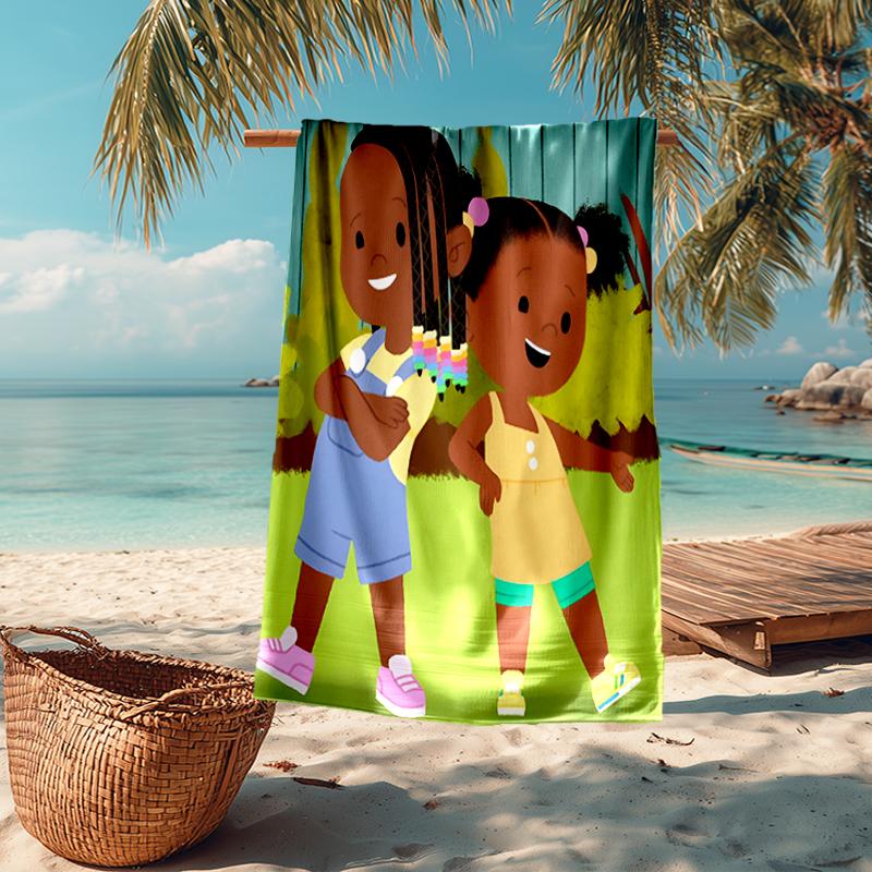 Ultra-Soft Beach Towel with Jojo And Gran Gran Theme,Ideal for Pool - Camping, Diving - Perfect Travel Essential, Vibrant Beach Towel.