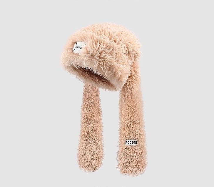 Cute Long Eared Winter Hat With Scarf For Girls Warmth And Windproof Protection