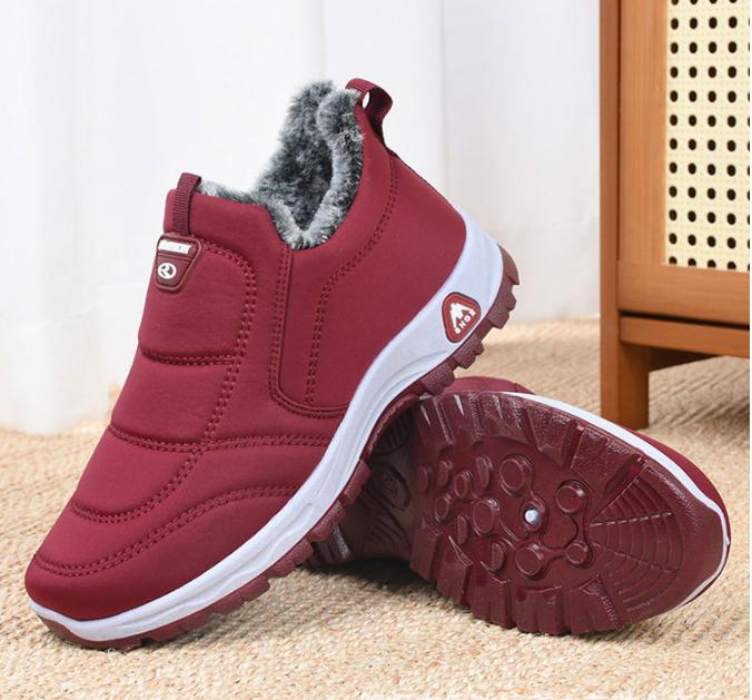 Téli Meleg Bőr Szőrme Mokaszin Női Sport Sneaker Női Puha Meleg Kényelmes Cipő