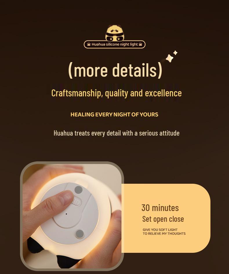 Panda Huahua Silicone Night Light - Eye-Friendly Atmosphere & Gift Light