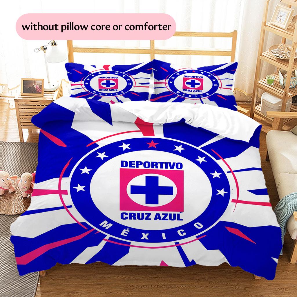 Cruz Azul Pattern Bedding Home Decoration Birthday Gift (1 * duvet cover + 2 * pillowcase, without core)