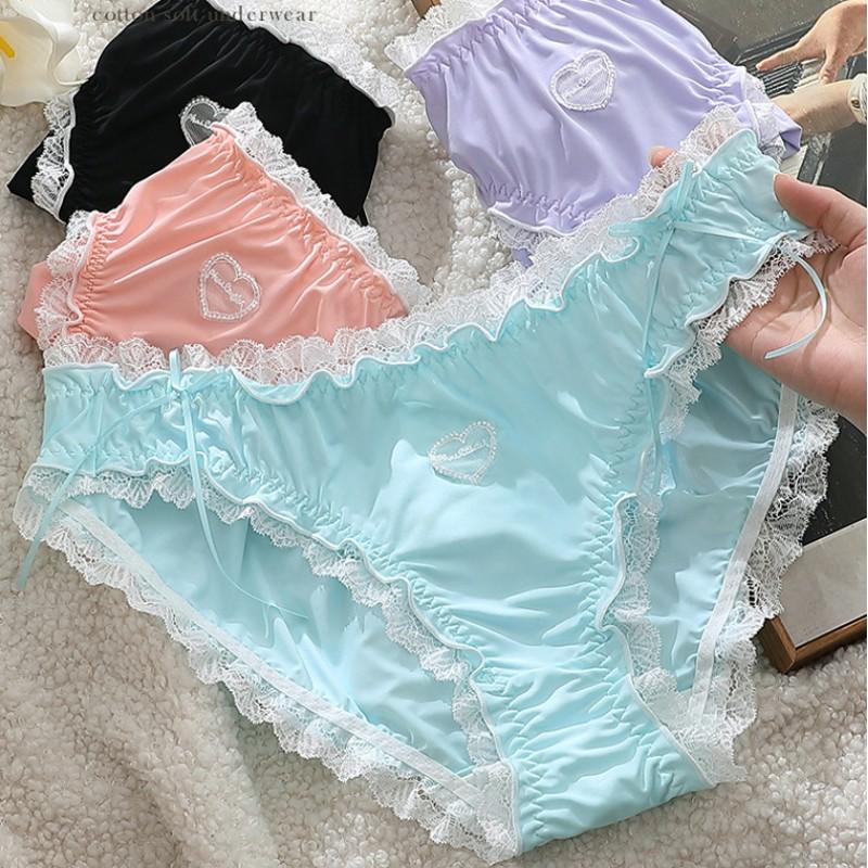XL to 4XL Plus size Lolita Panties Japanese-Inspired Soft Lace Maiden briefs Comfort-Fit Leg Openings Sweat fairy underpant Sexy underwear
